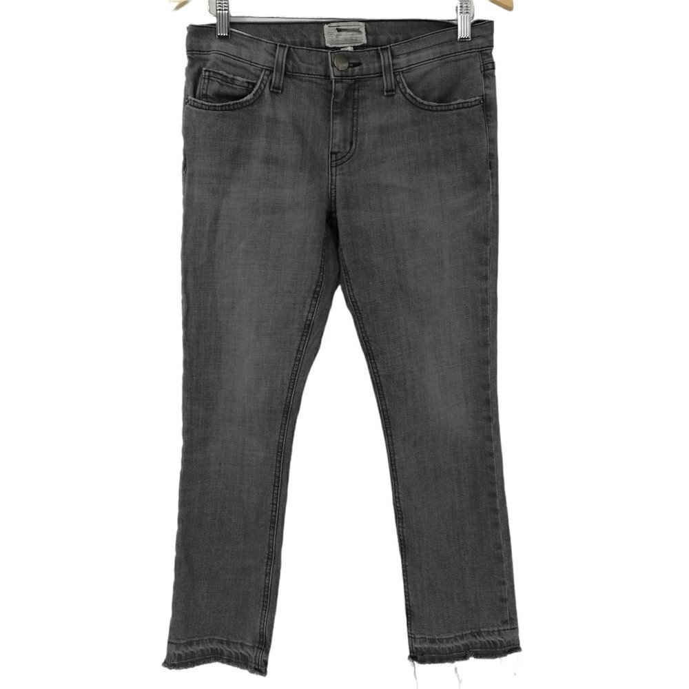 Current Elliott The Cropped Straight Gray Jeans Size 26 Released Raw Hem Frayed